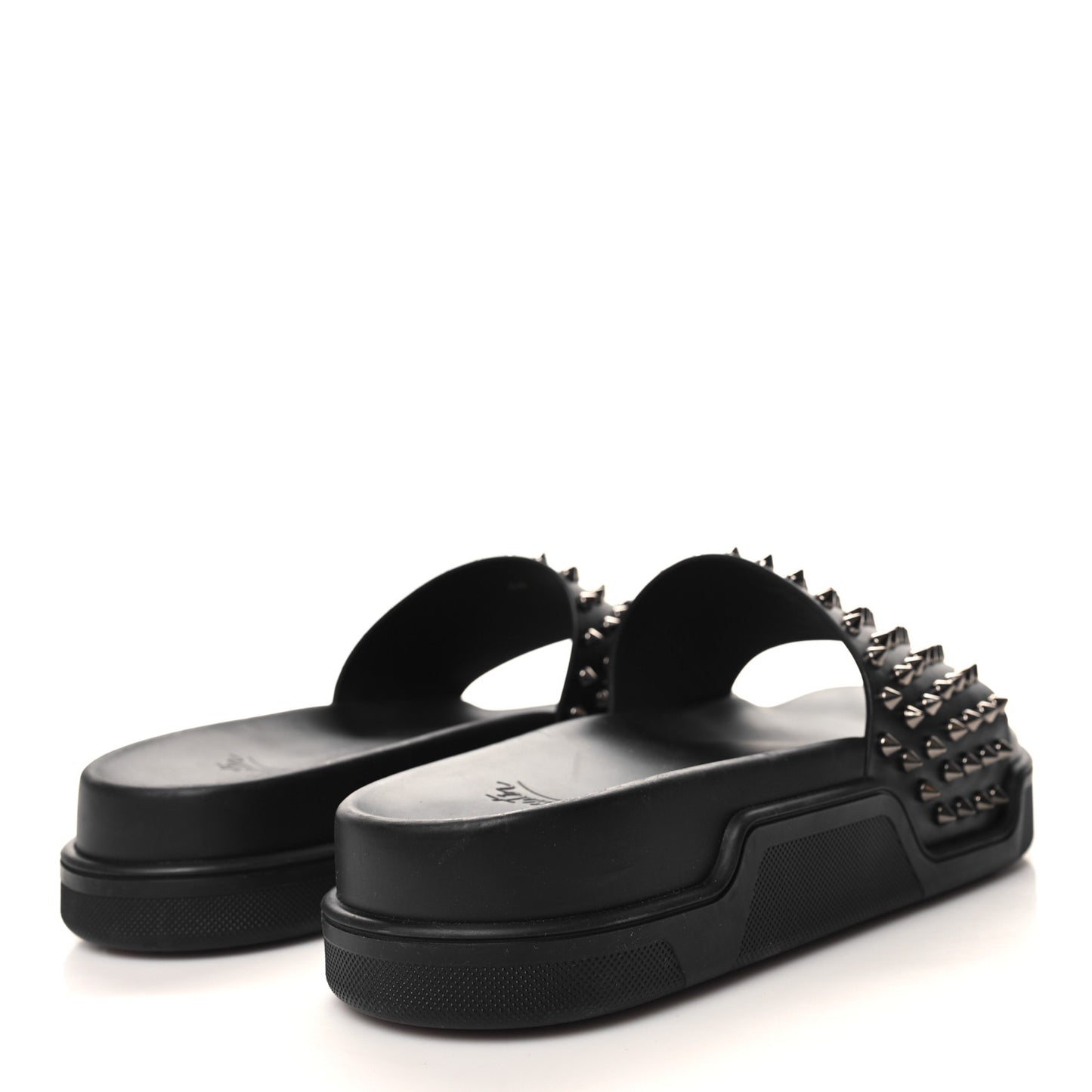 Calfskin Studded Mens Pool Fun Platform Flat Slide Sandals 44 Black