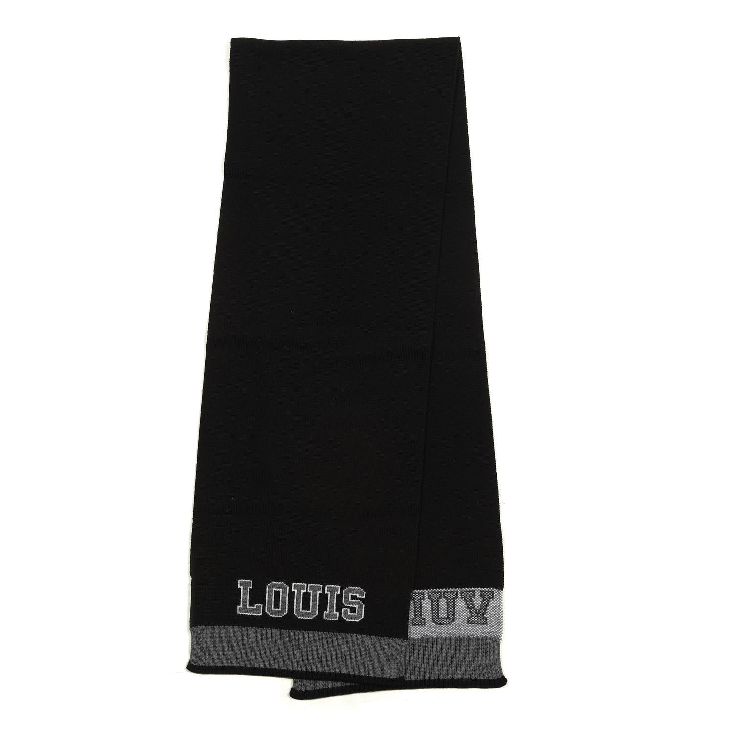 Louis Vuitton Wool Scarf Black Grey 1 of 3
