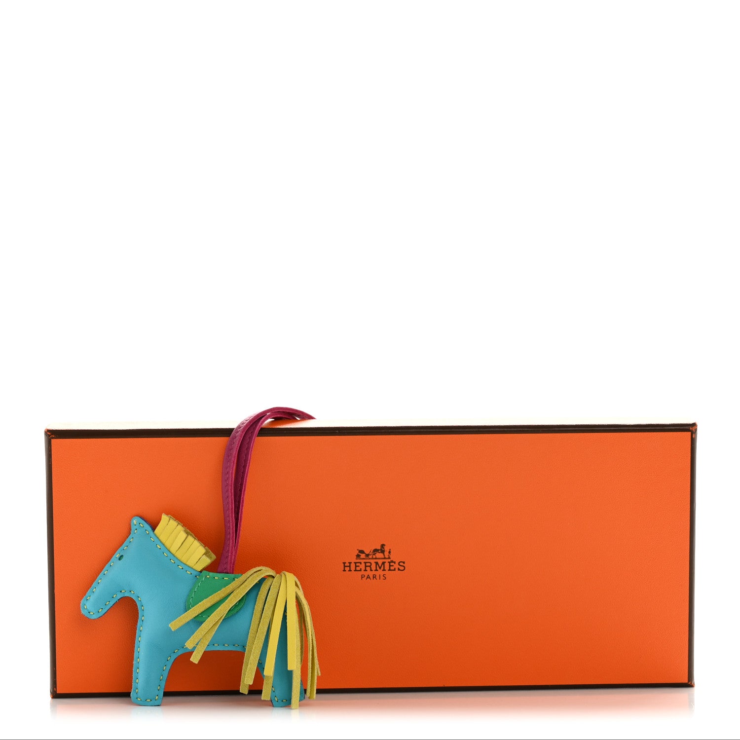 Hermes Milo Lambskin Grigri Reversible Rodeo Bag Charm PM Bleu