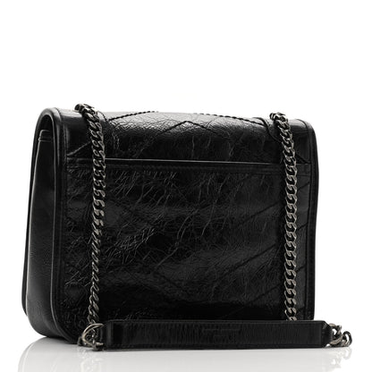 Saint Laurent Crinkled Calfskin Matelasse Monogram Niki Chain Wallet Black 3 of 10
