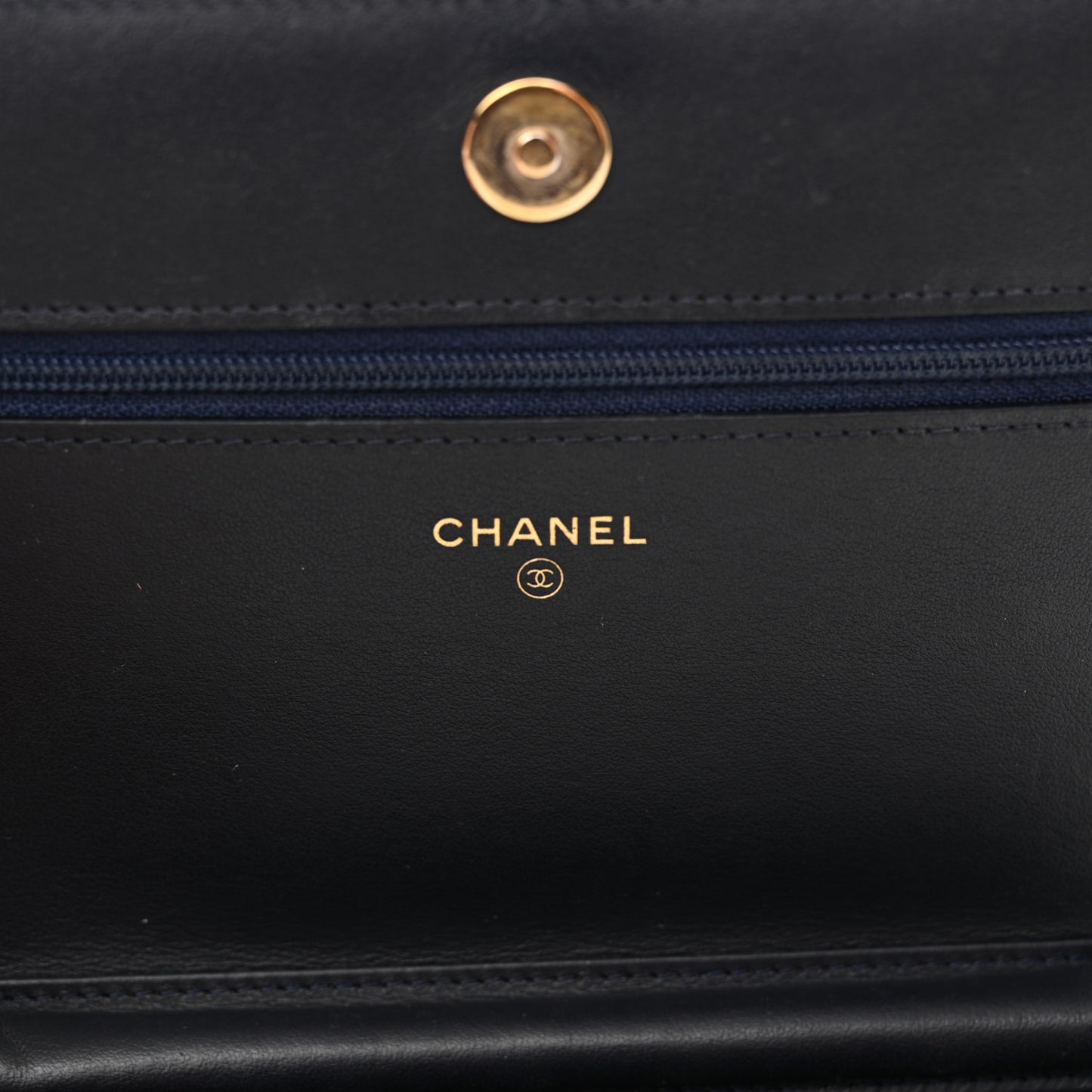 Tweed Shearling Quilted Chanel Wallet On Chain WOC Navy Black