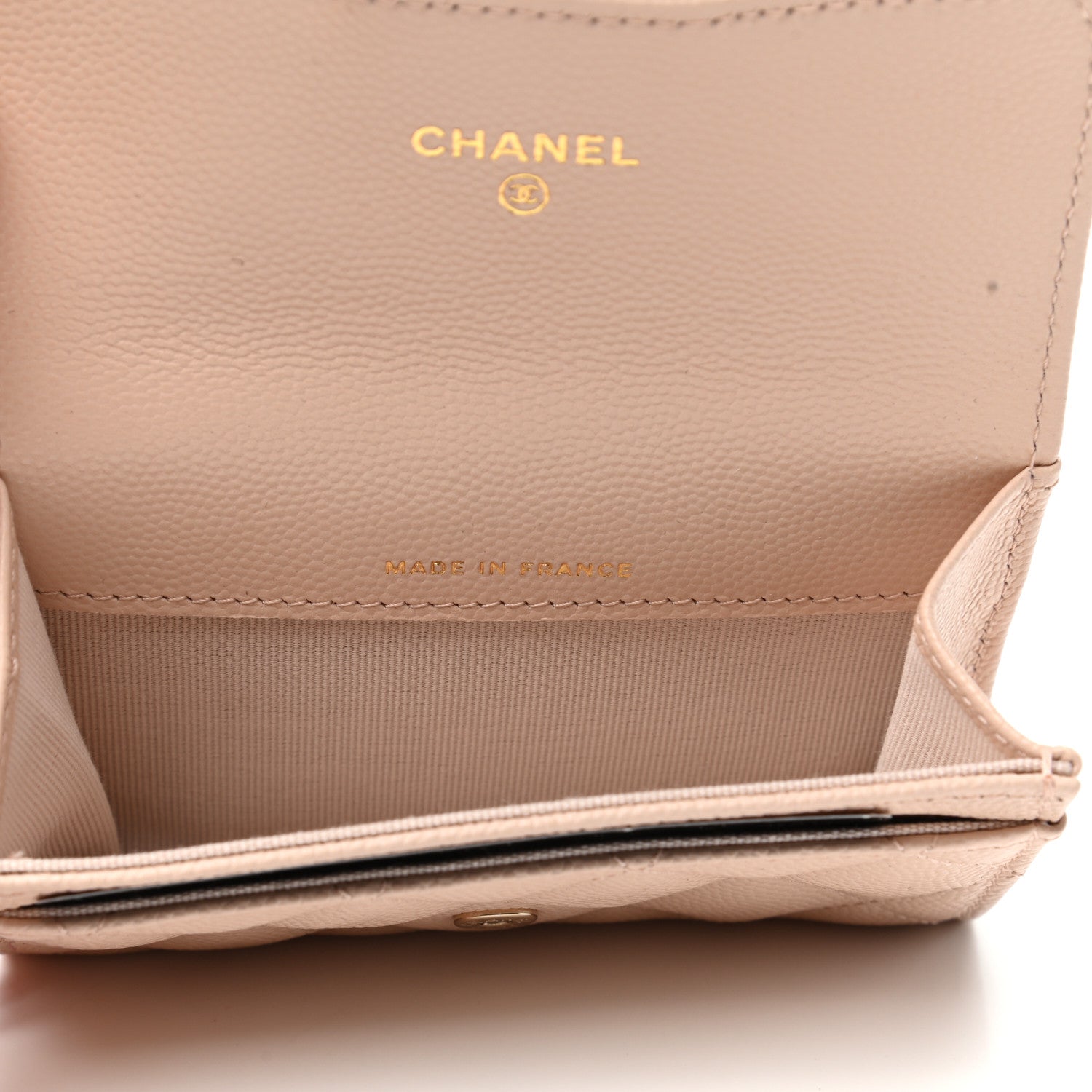 Chanel Caviar Quilted Flap Card Holder Wallet Beige 5 of 8