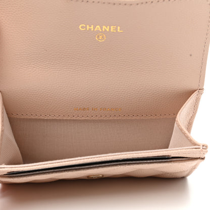 Chanel Caviar Quilted Flap Card Holder Wallet Beige 5 of 8