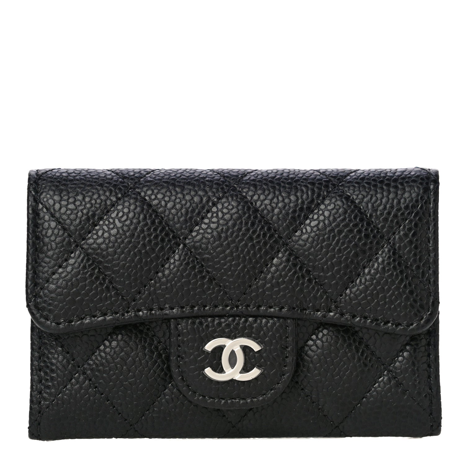 Chanel Caviar Quilted Flap Card Holder Wallet Black 1 of 12