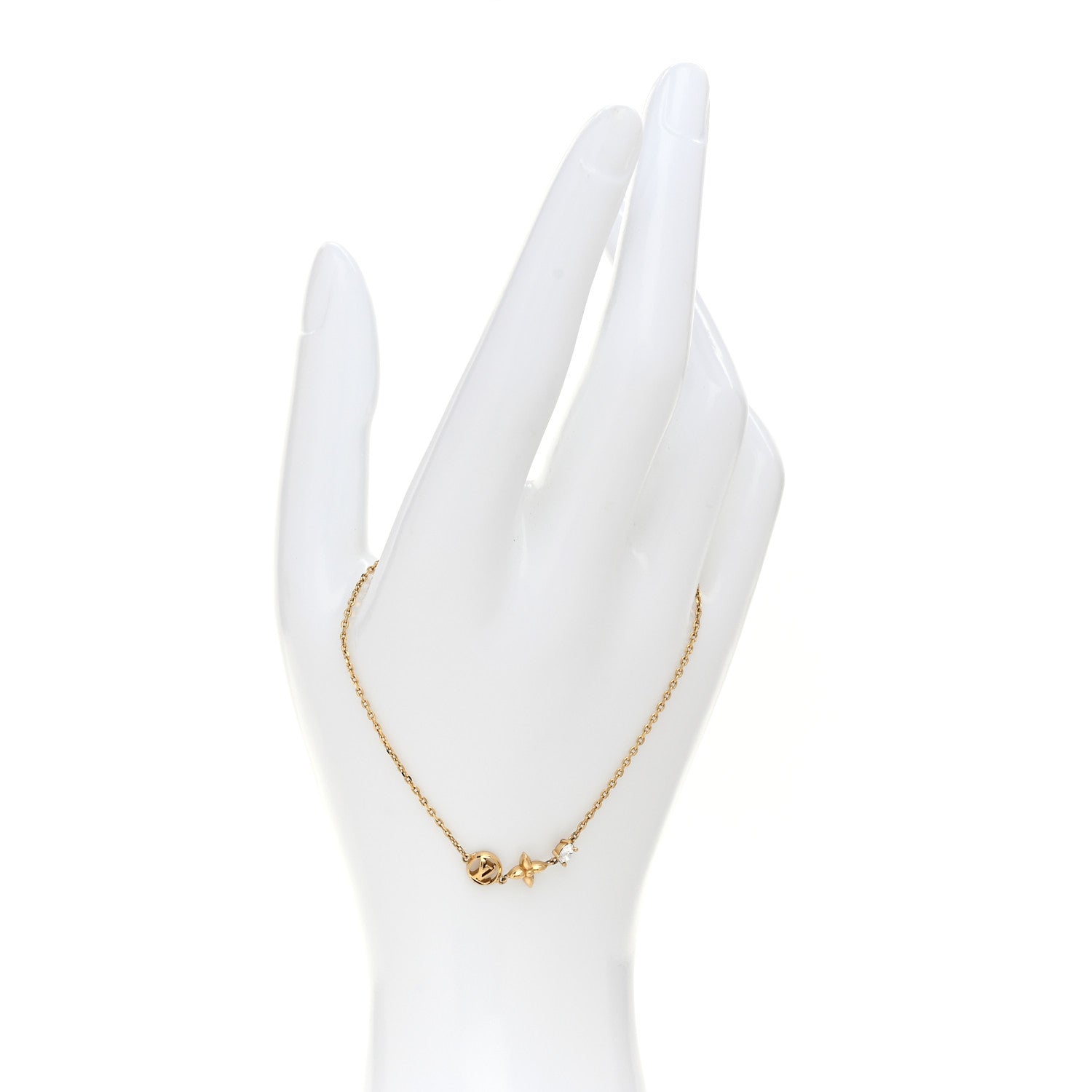 Louis Vuitton Metal Crystal Petit Louis Bracelet Gold 2 of 6