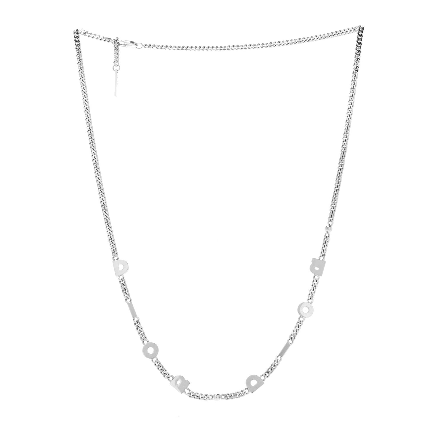 HOMME Metal Logo Chain Necklace Silver