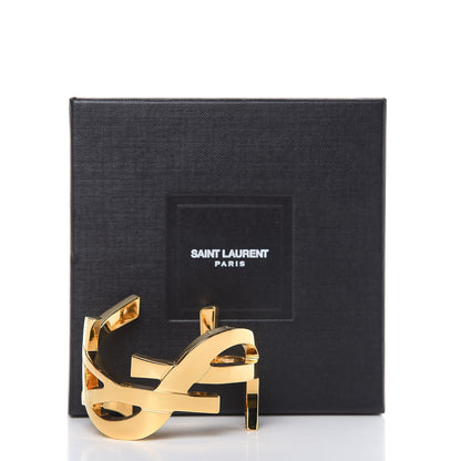 Saint Laurent Brass Monogram Medium Cuff Bracelet Gold 4 of 4