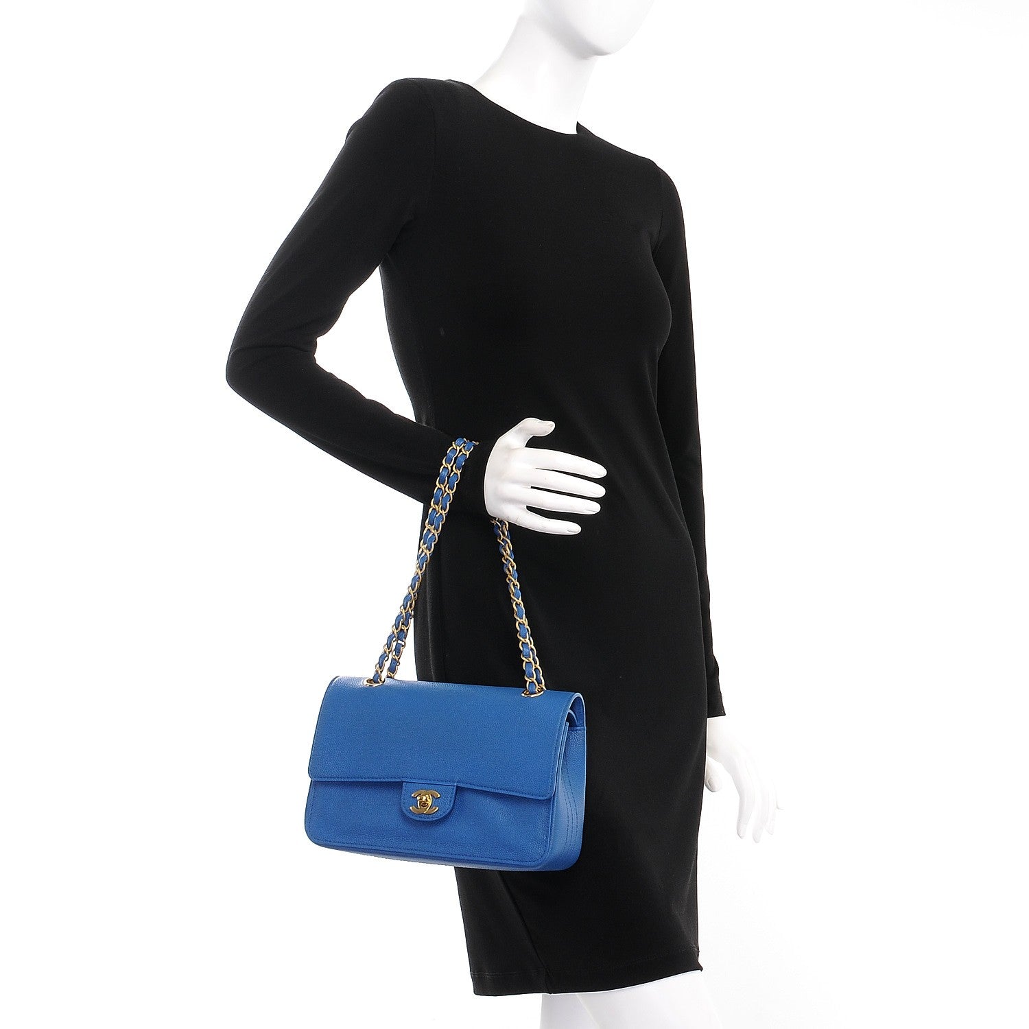 Chanel Grained Calfskin Medium Classic Pure Double Flap Blue 3 of 8