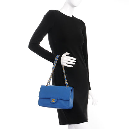 Chanel Grained Calfskin Medium Classic Pure Double Flap Blue 3 of 8