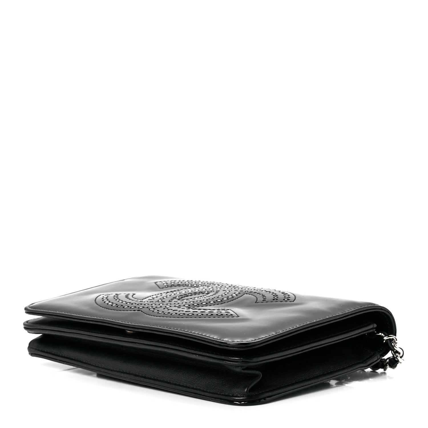 Chanel Patent Strass Wallet On Chain WOC Black 10 of 12
