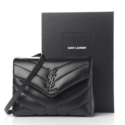 Saint Laurent Calfskin Y Quilted Monogram Toy Loulou Crossbody Bag Black 10 of 10