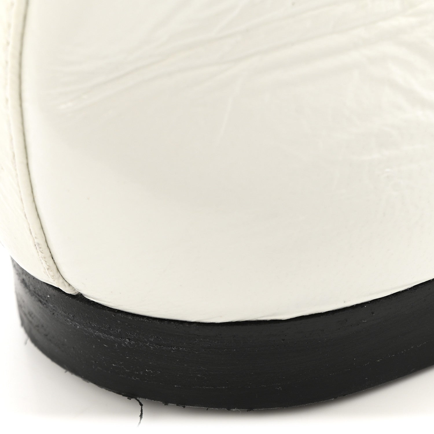 Chanel Shiny Lambskin Metal Cap Toe Ankle Chain Ballerina Flats 39.5 White Black 11 of 14