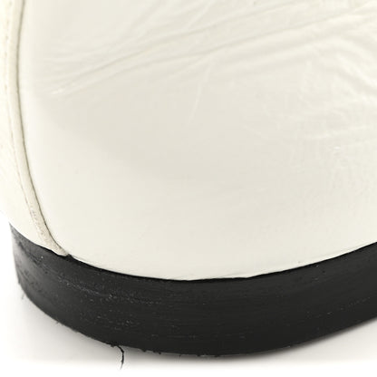 Chanel Shiny Lambskin Metal Cap Toe Ankle Chain Ballerina Flats 39.5 White Black 11 of 14