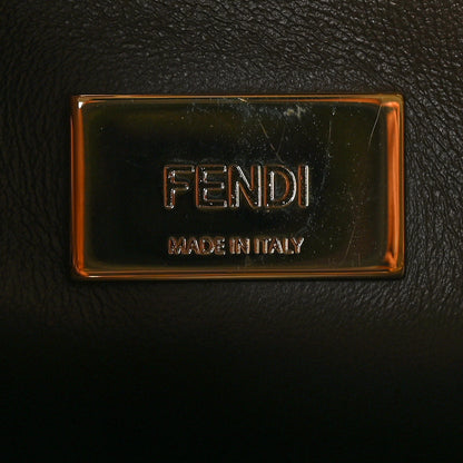 Fendi Glazed Fabric Vitello FF 1974 Hairdo Girls Inlay Mini Peekaboo Iconic Satchel Mogano Panna Multicolor 8 of 10