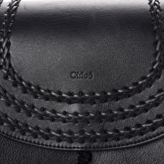 Chloe Calfskin Braided Medium Hudson Shoulder Bag Black 7 of 8