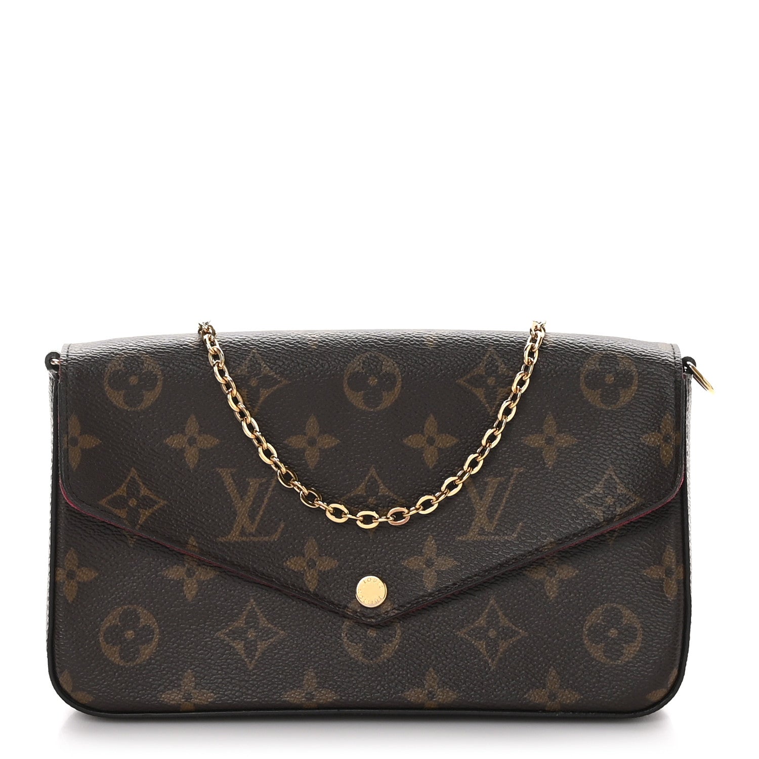 Louis Vuitton Monogram Pochette Felicie Chain Wallet Fuchsia 1 of 10