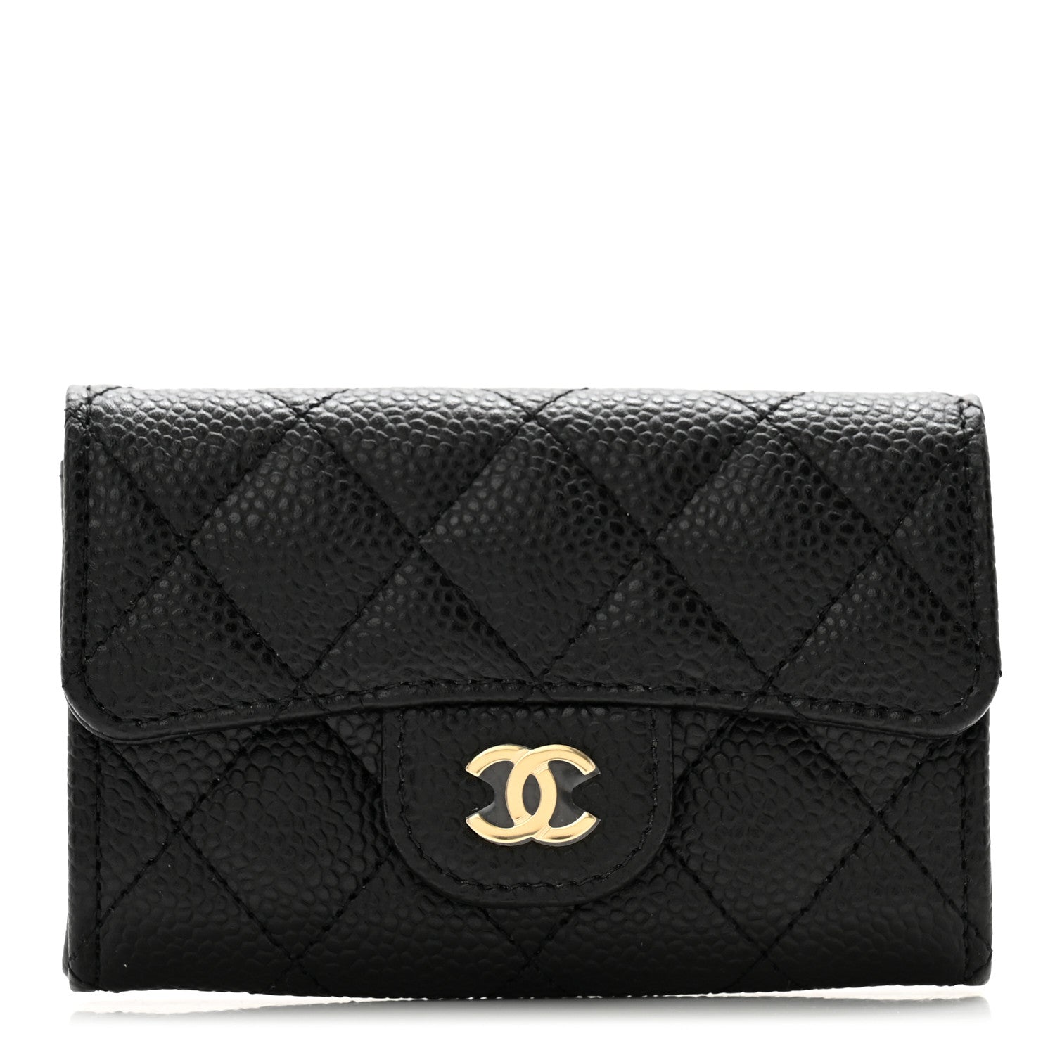 Chanel Caviar Quilted Flap Card Holder Wallet Black 1 of 9