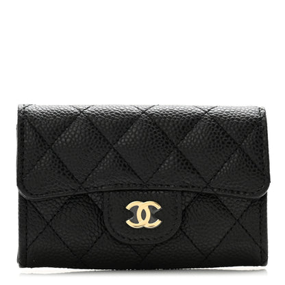 Chanel Caviar Quilted Flap Card Holder Wallet Black 1 of 9