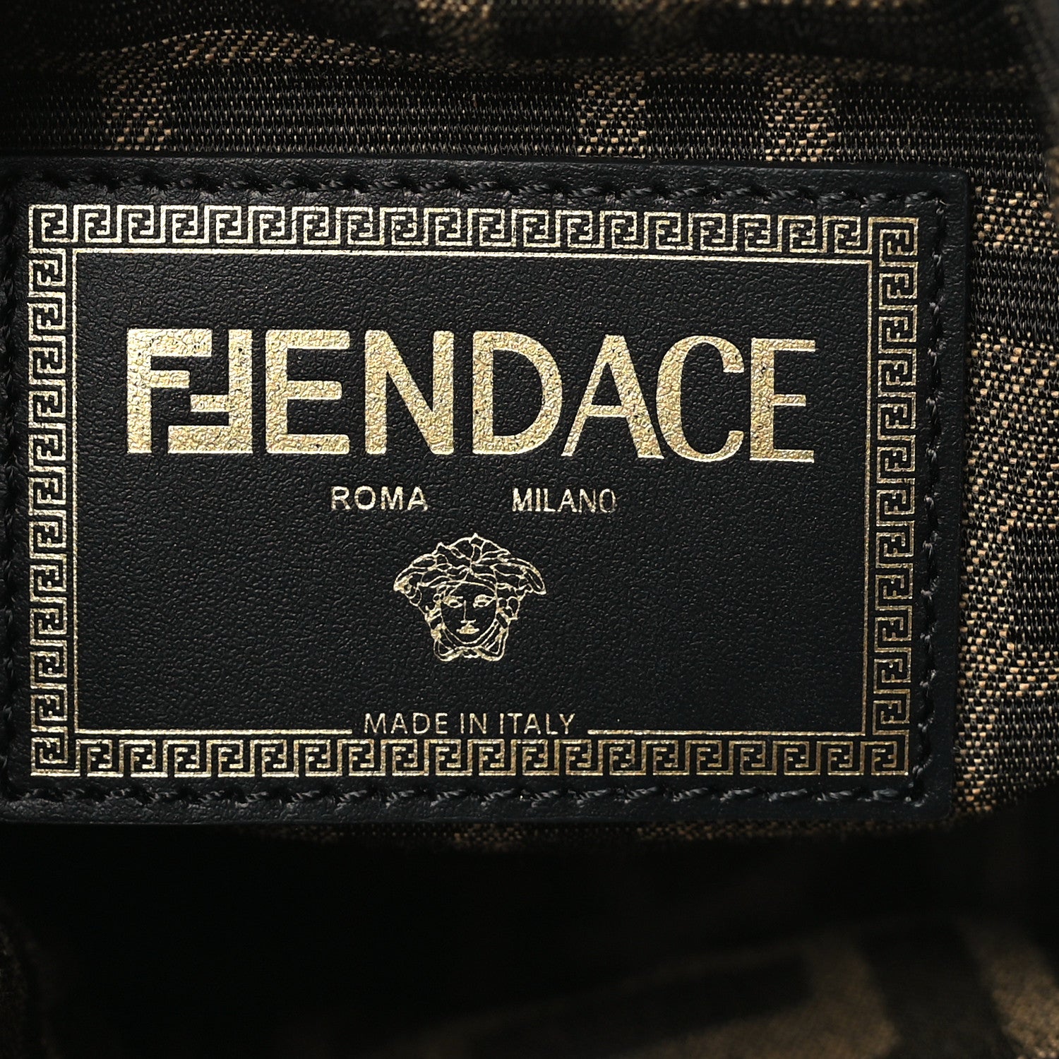 Fendi X VERSACE Silk Vitello Fendace FF Baroque Quilted Mini Mon Tresor Bucket Bag Gold Multicolor 6 of 8