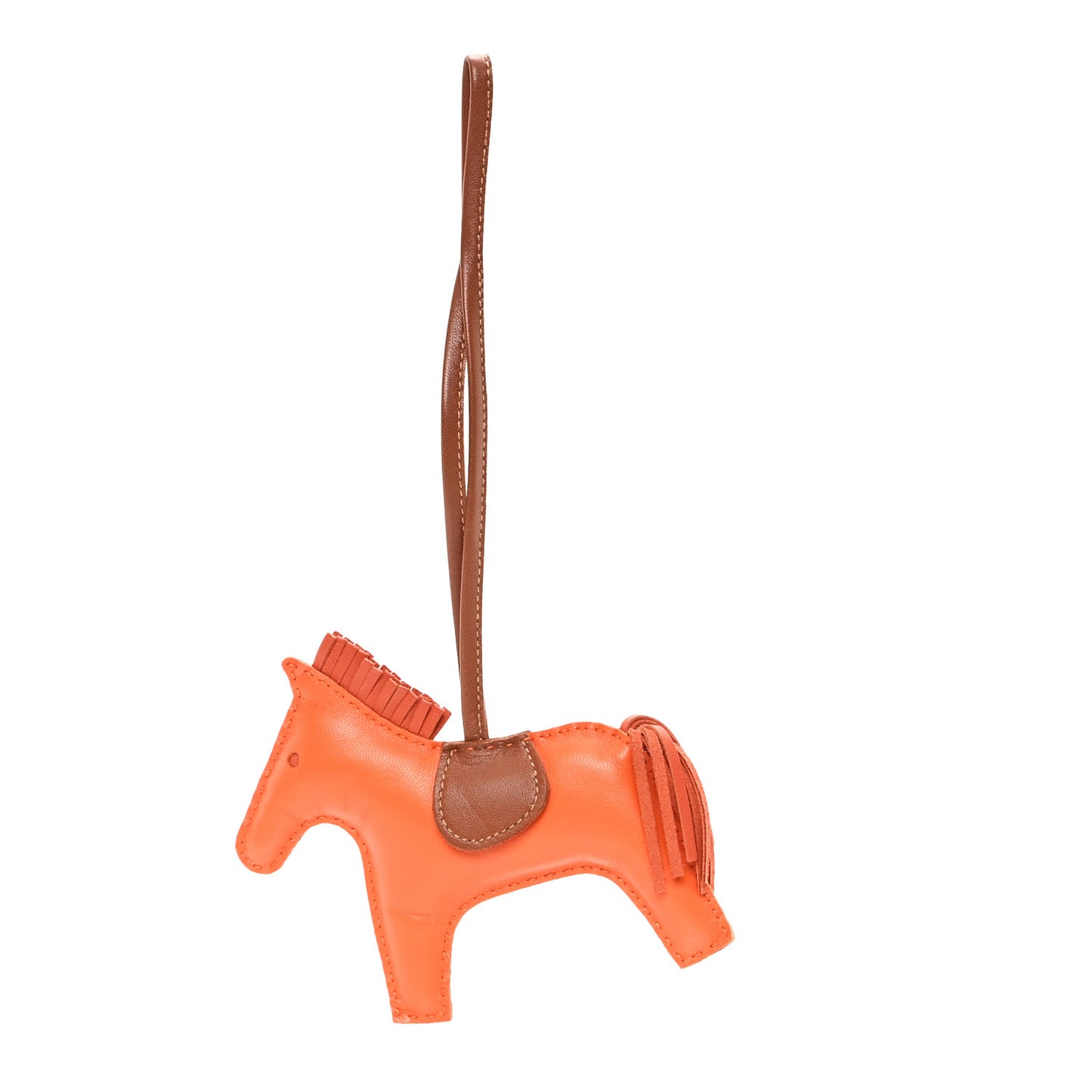 Milo Lambskin Grigri Rodeo Horse Bag Charm MM  Feu Cornaline Fauve