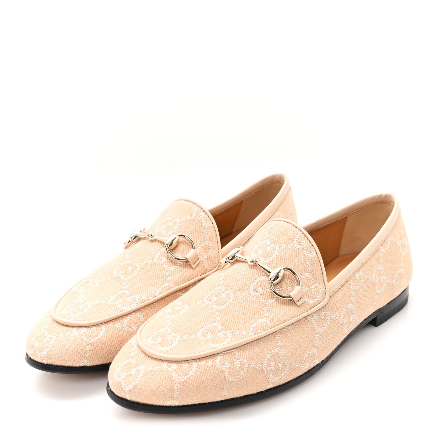 Gucci Canvas GG Monogram Horsebit Womens Jordaan Loafers 35.5 Souffle Rose 4 of 10
