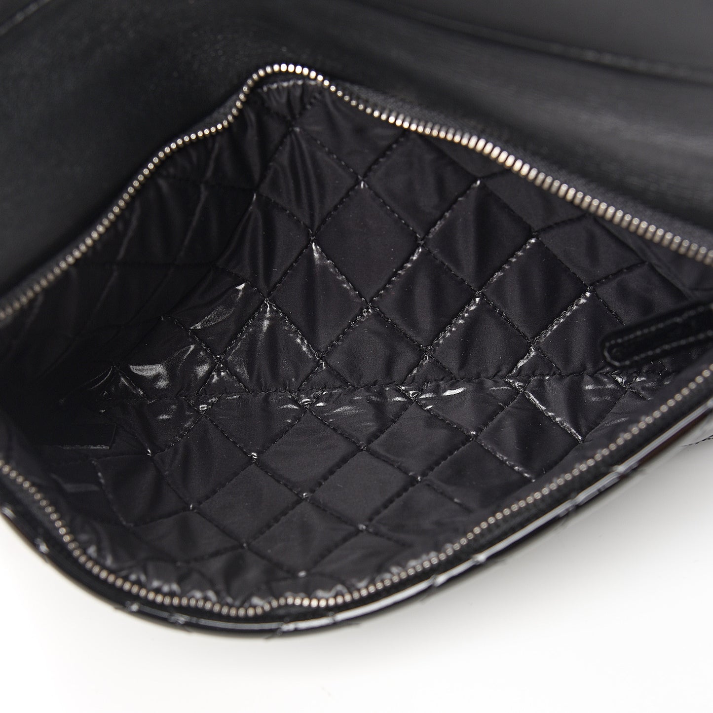 Patent Calfskin Quilted Beauty CC Clutch Black