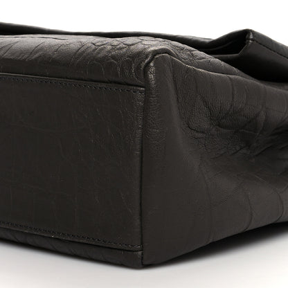 Saint Laurent Calfskin Crocodile Embossed Medium West Hollywood Monogram Fold-Over Grey 11 of 11