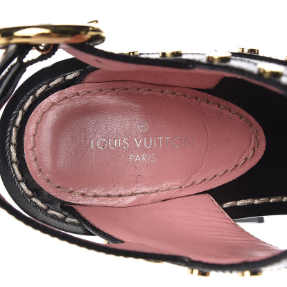 Louis Vuitton Calfskin Monogram Passenger Heeled Sandals 36 Black Rose 7 of 9