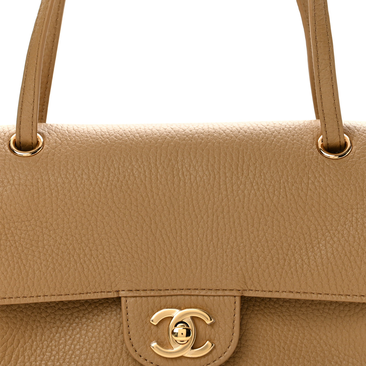 Grained Calfskin Mini Souplissimo Maxi Flap Dark Beige
