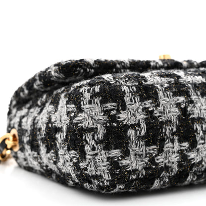 Chanel Wool Tweed Quilted Elegant Chain Flap Black Grey 9 of 11