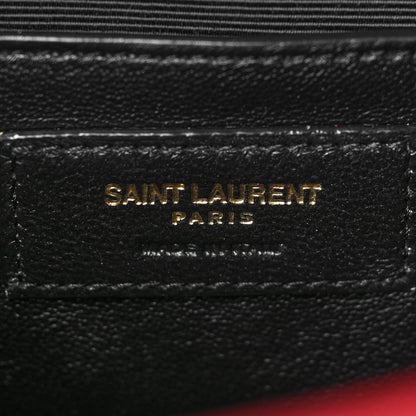 Saint Laurent Grain De Poudre Textured Mixed Matelasse Triquilt Small Monogram Satchel Red 6 of 8