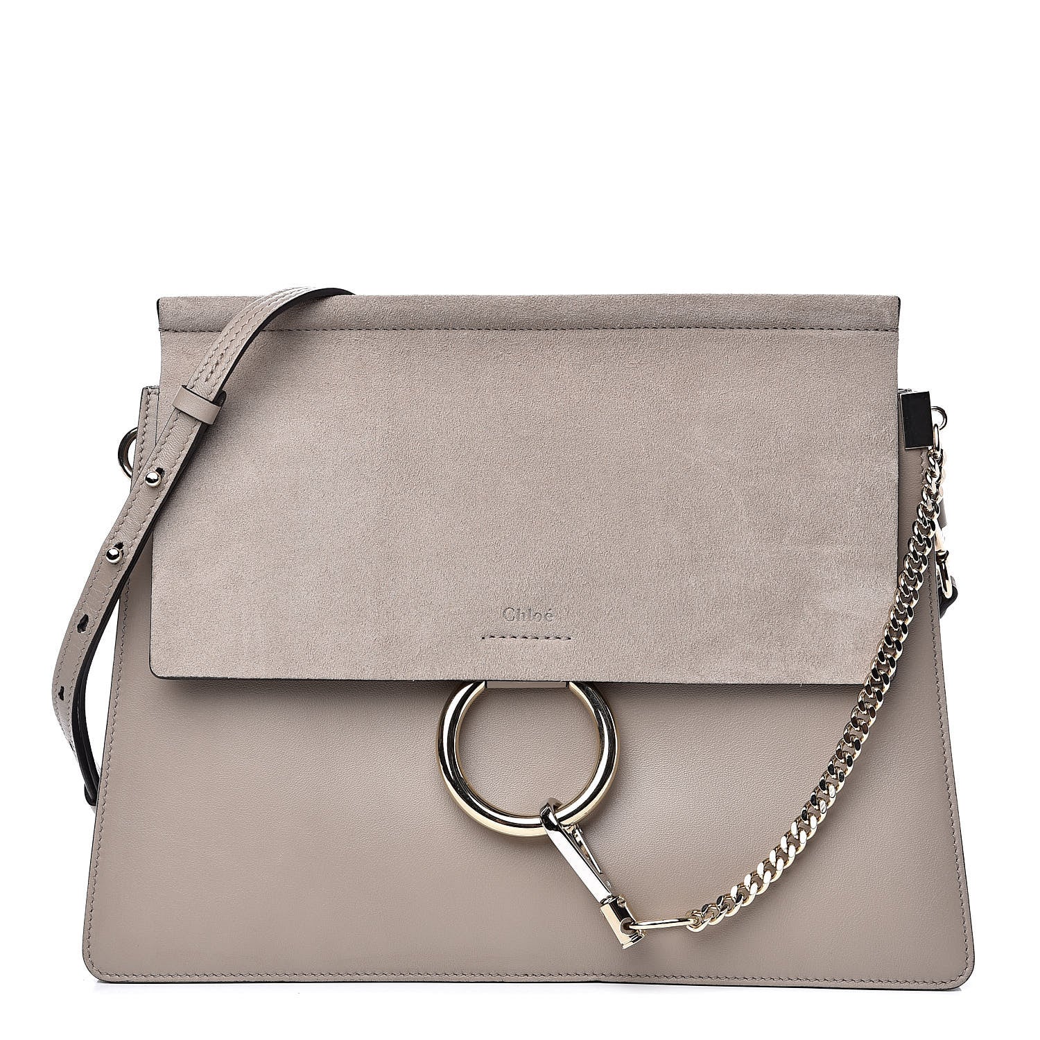 Chloe Calfskin Suede Medium Faye Shoulder Bag Motty Grey 1 of 9