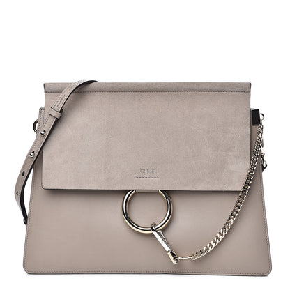 Chloe Calfskin Suede Medium Faye Shoulder Bag Motty Grey 1 of 9