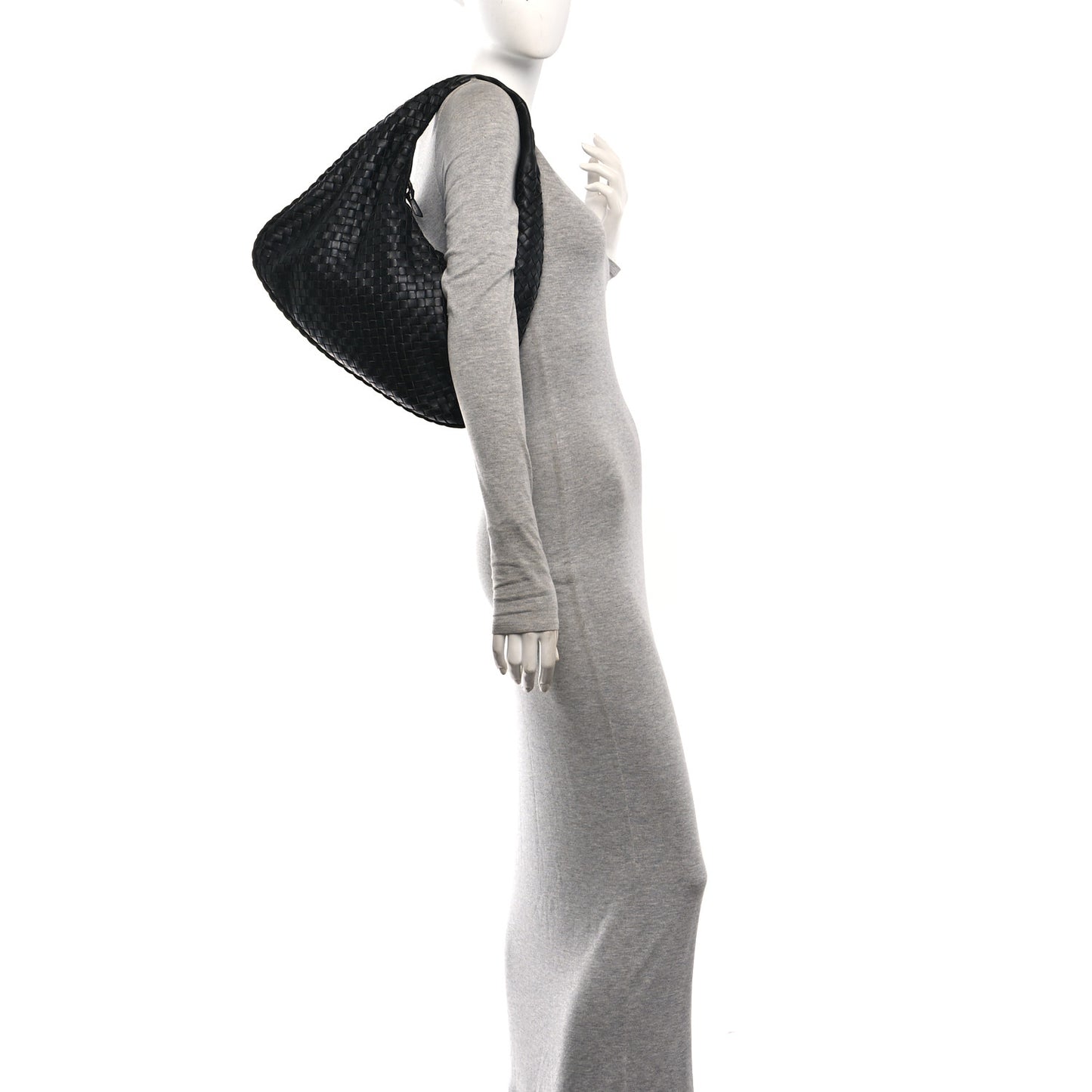 Nappa Intrecciato Medium Veneta Hobo Black