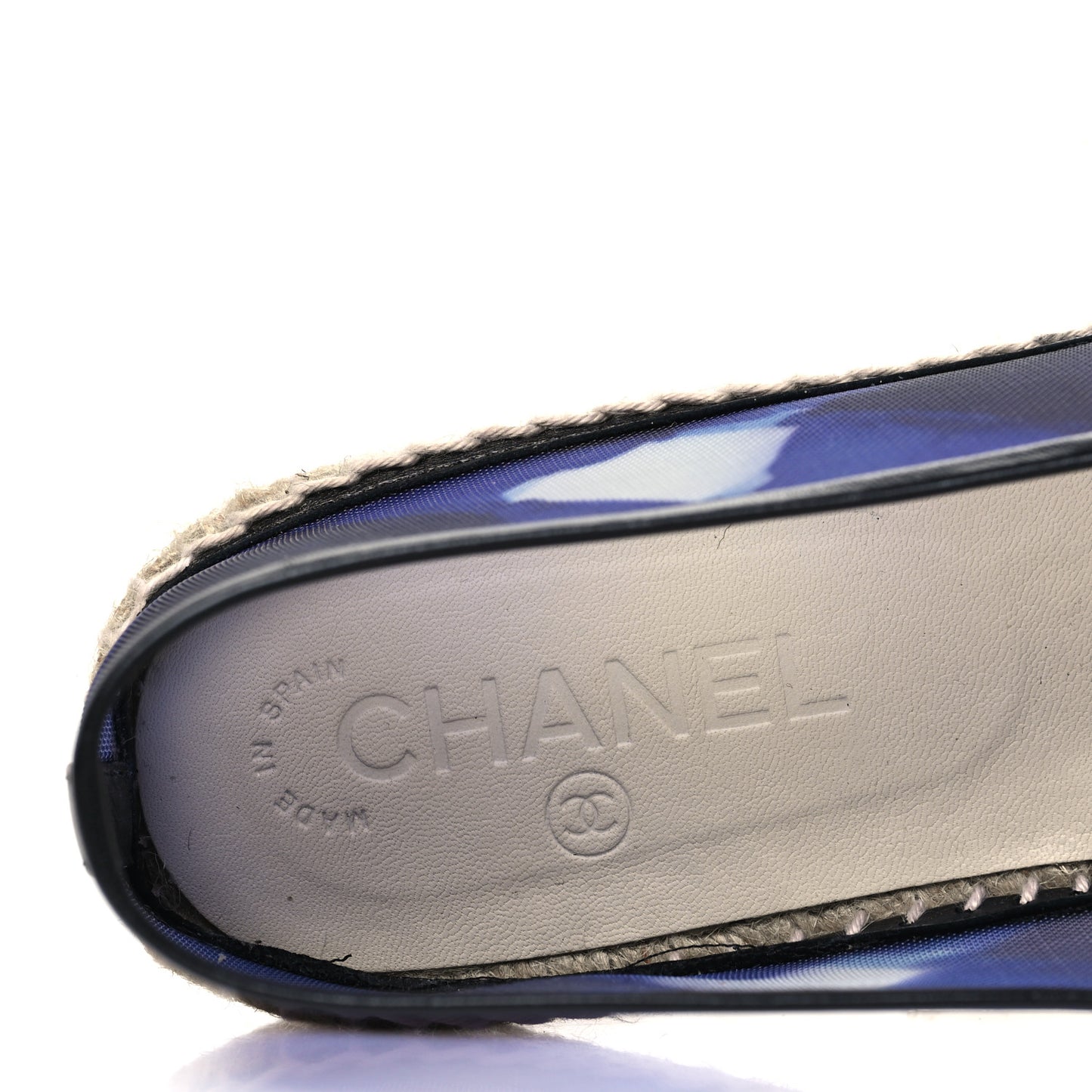 Mesh Lambskin Check Print CC Espadrilles 40 Blue Black White