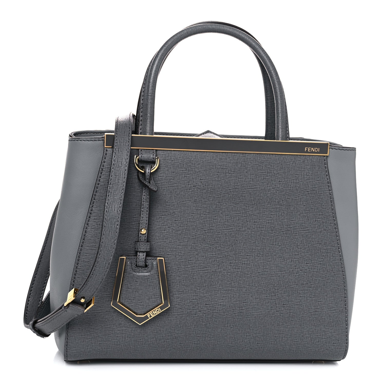 Fendi Vitello Elite Petite 2Jours Tote Grigio Grigio Chiaro 1 of 11