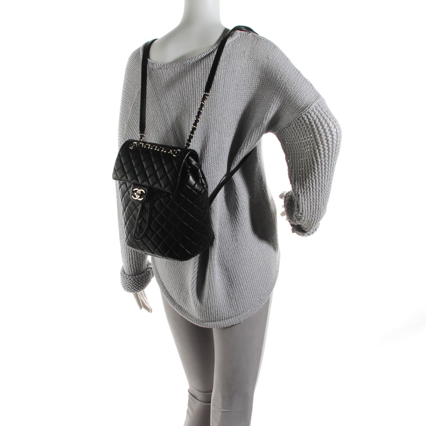 Lambskin Quilted Small Urban Spirit Backpack Black