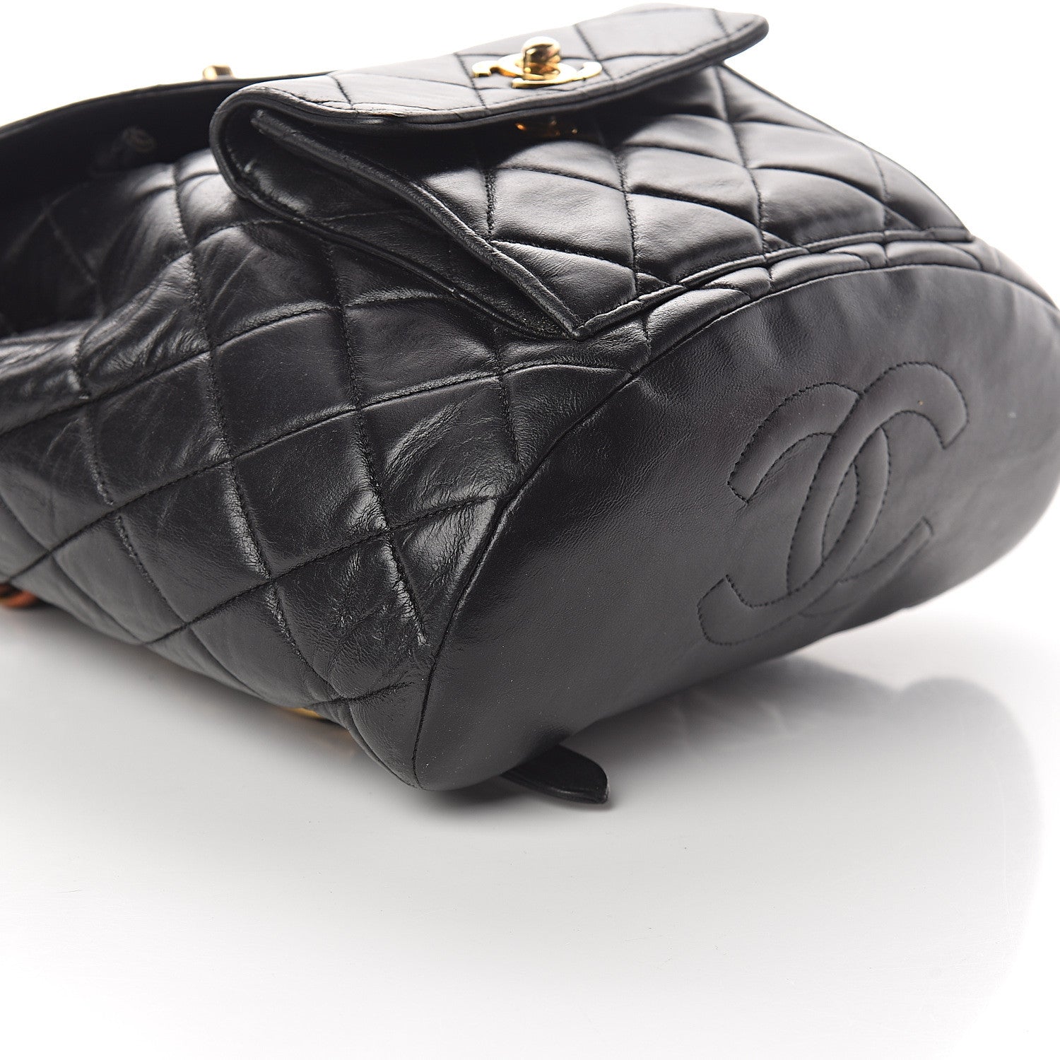 Chanel Lambskin Quilted Drawstring Backpack Black 7 of 8