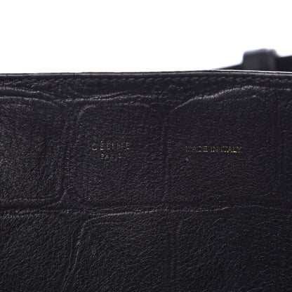 Celine Crocodile Embossed Calfskin Medium Belt Cabas Phantom Black 5 of 7