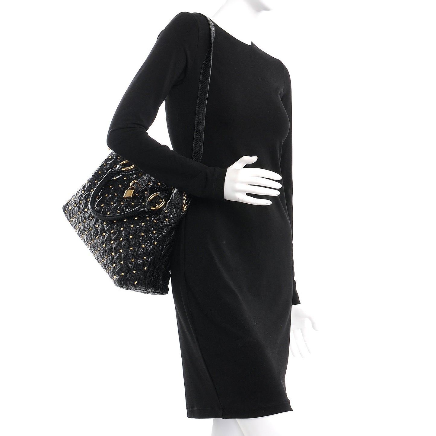 Python Effect Quilted Rio Stardust Satchel Black