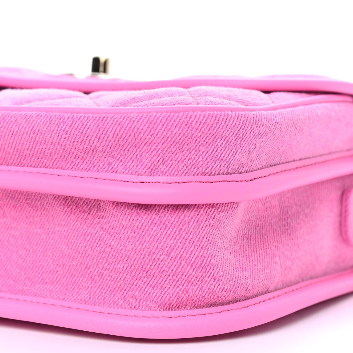 Chanel Denim Quilted Small Messenger Flap Neon Pink 7 of 9
