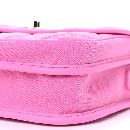 Chanel Denim Quilted Small Messenger Flap Neon Pink 7 of 9