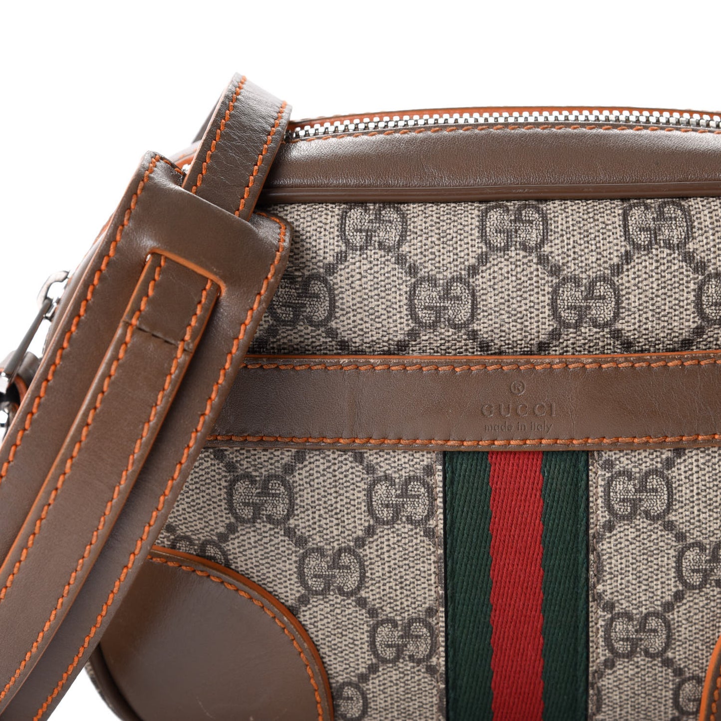 GG Supreme Monogram Web Small Shoulder Bag Brown