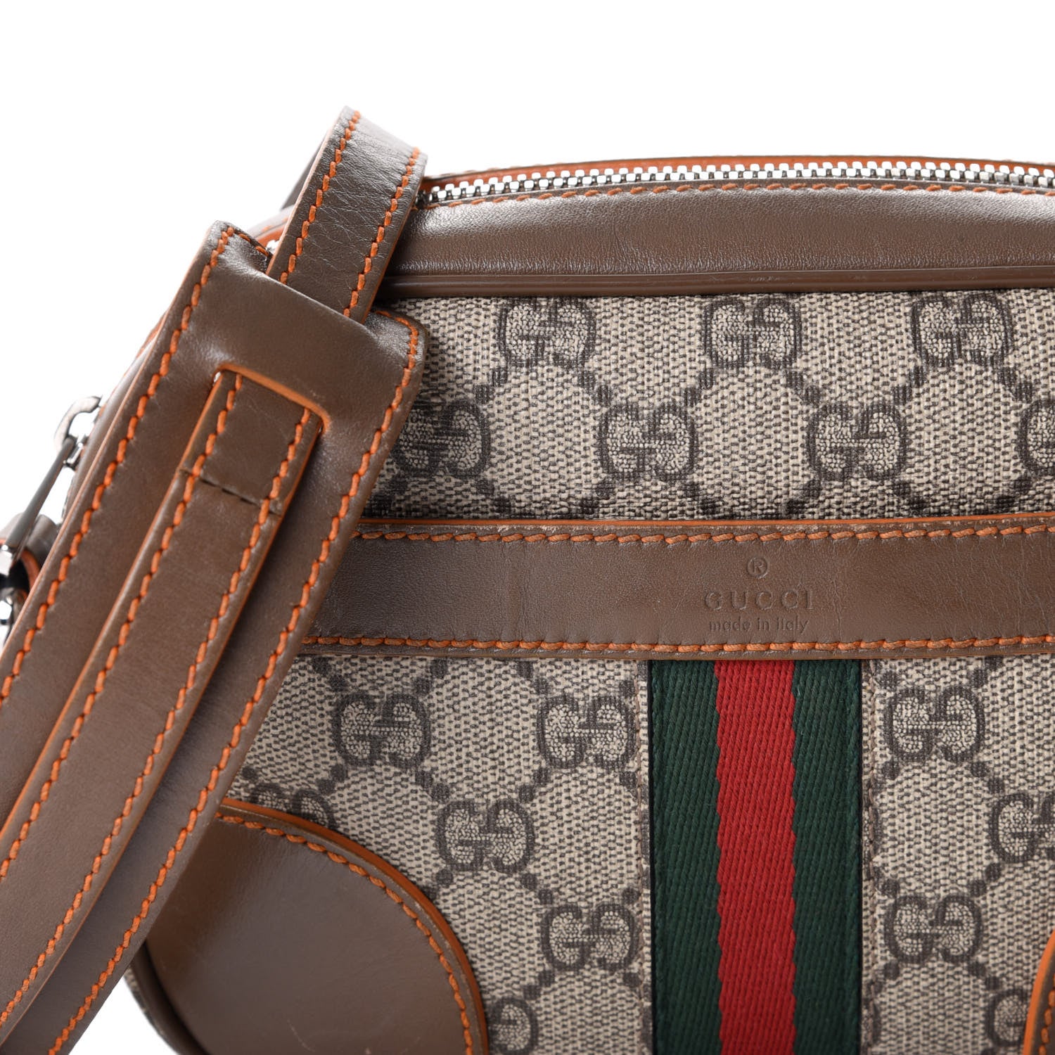 Gucci GG Supreme Monogram Web Small Shoulder Bag Brown 10 of 10