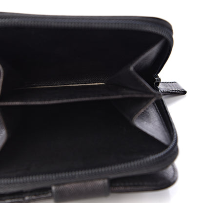 Prada Saffiano Metal Compact Zip Around Wallet Black 5 of 11