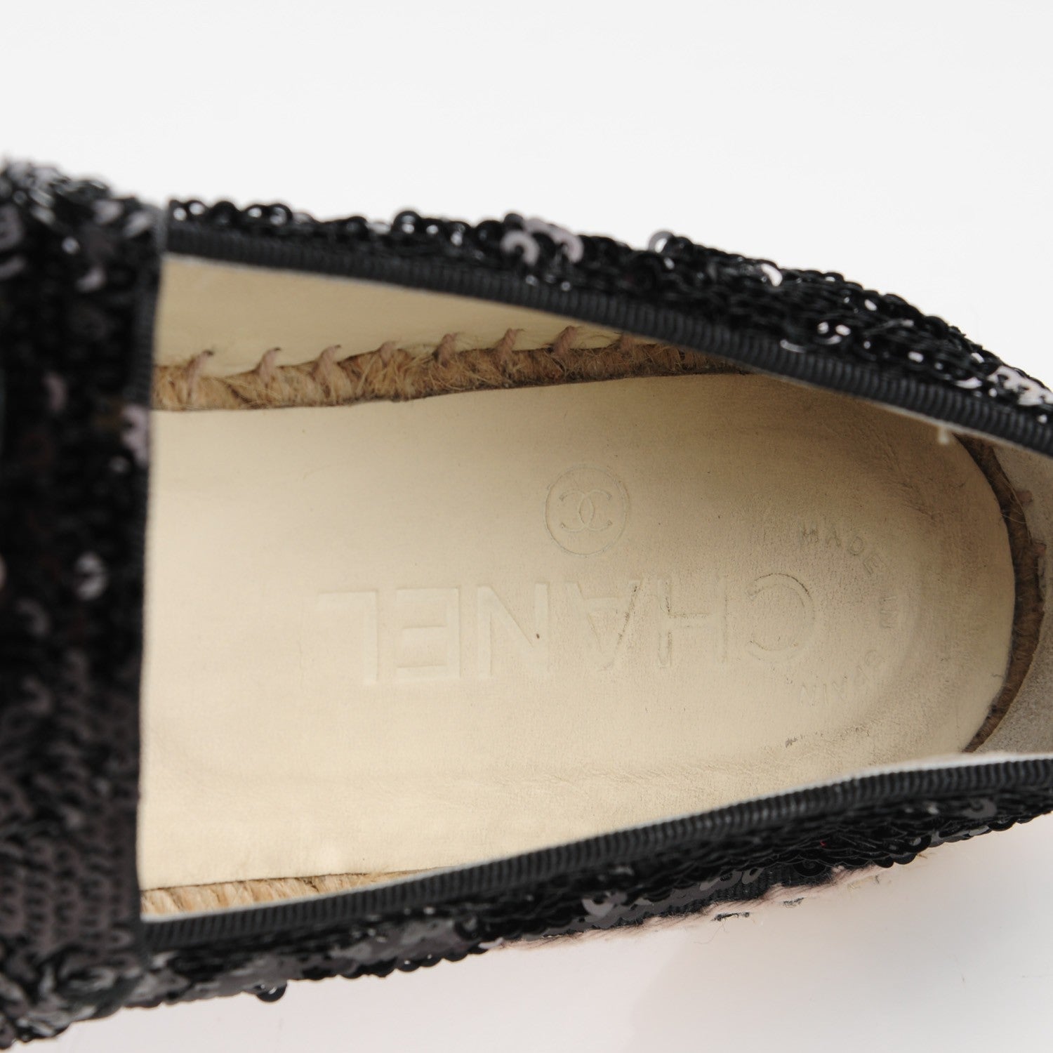 Chanel Patent Sequin CC Espadrilles 36 Black 5 of 7