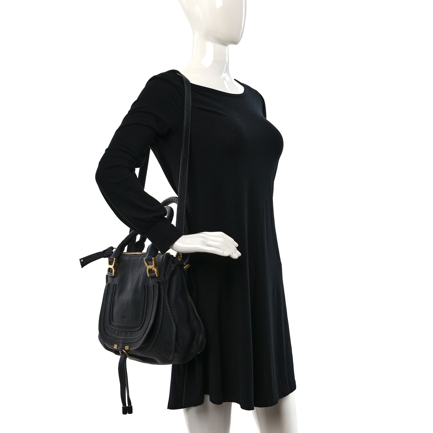 Calfskin Medium Marcie Satchel Black