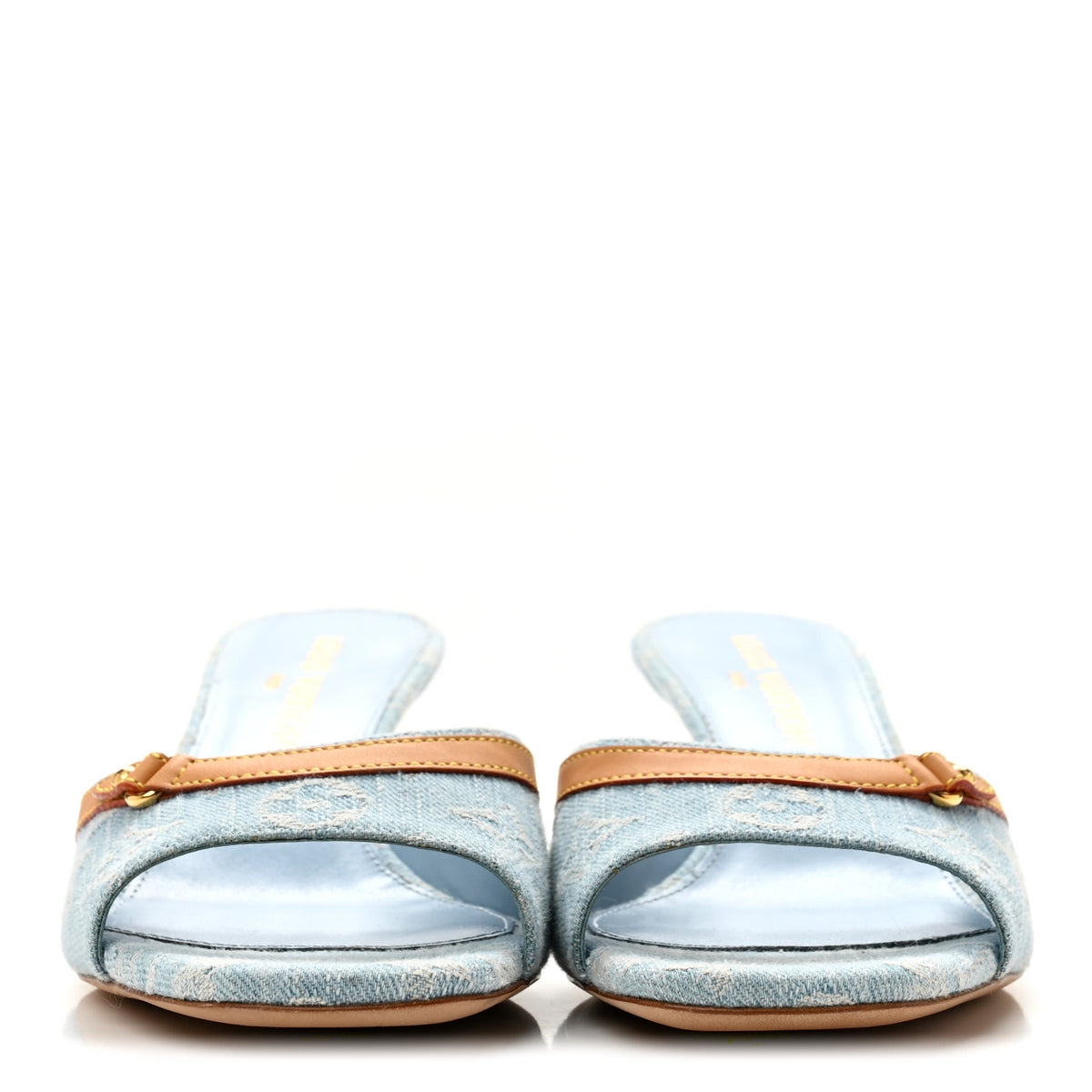Monogram Denim 6AM Mules 40 Light Blue