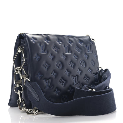 Louis Vuitton Lambskin Embossed Monogram Coussin PM Navy 3 of 8