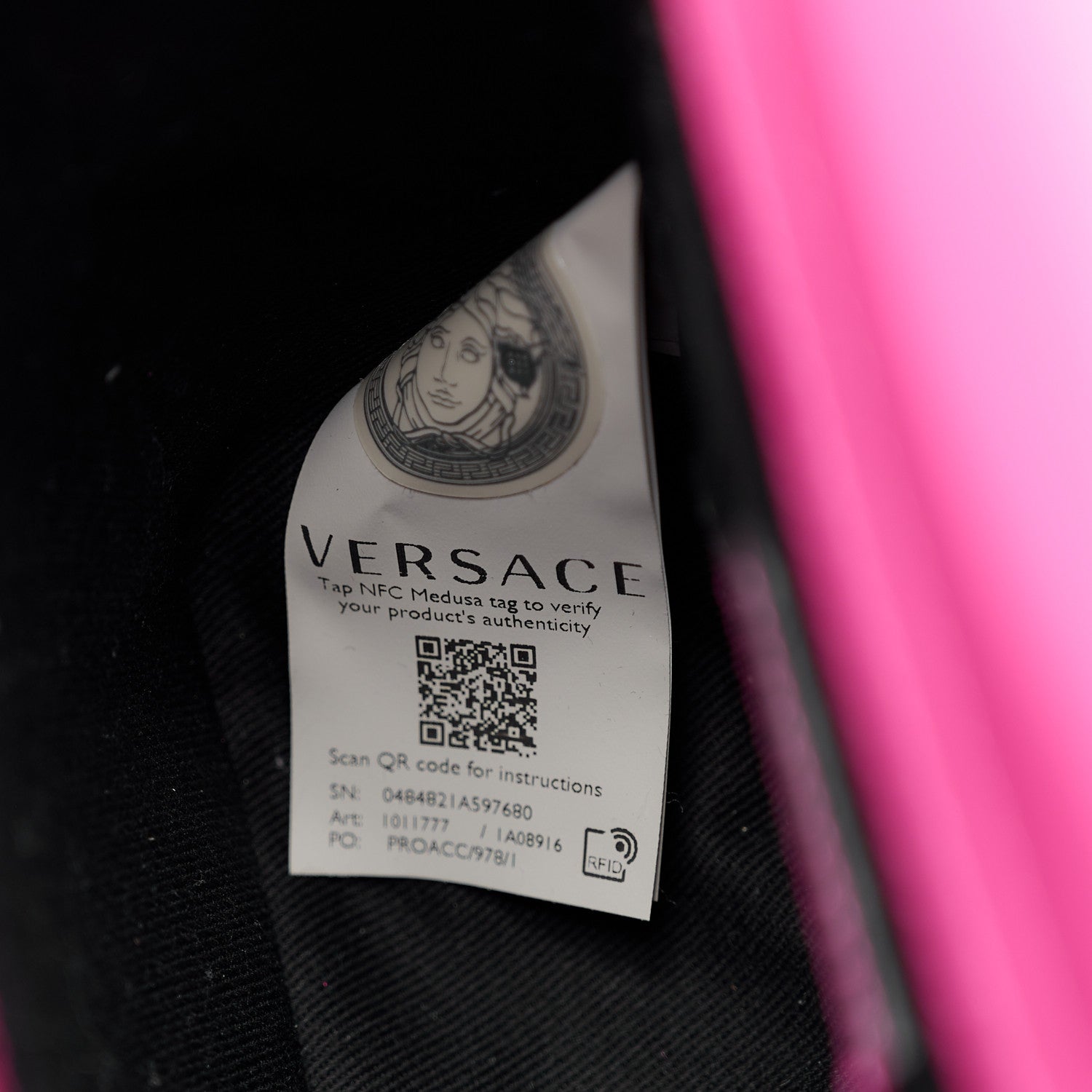 Versace Calfskin Vinyl Mini Houndstooth La Medusa Tote Bag Pink Multicolor 6 of 10